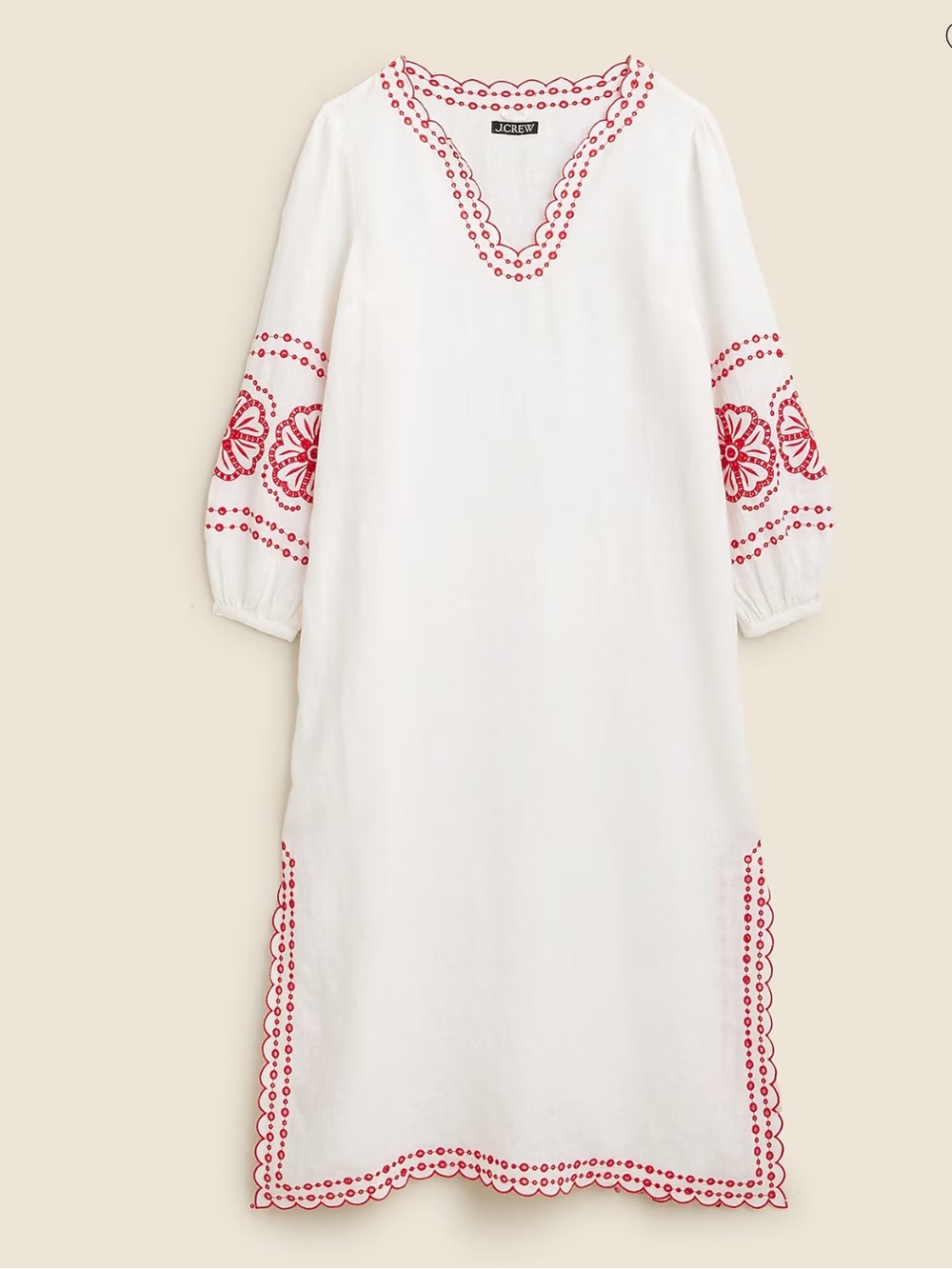 J. Crew Bungalow embroidered dress in linen size Small - Picture 3 of 11
